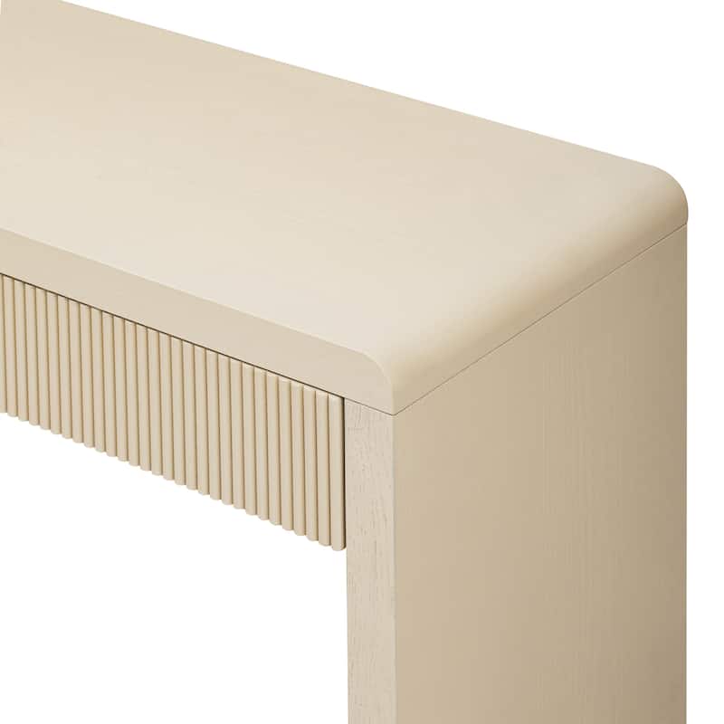 Roomfitters Rustic Console Table with 3 Fluted organizer, Solid Wood Veneer and Natural Wood Grain