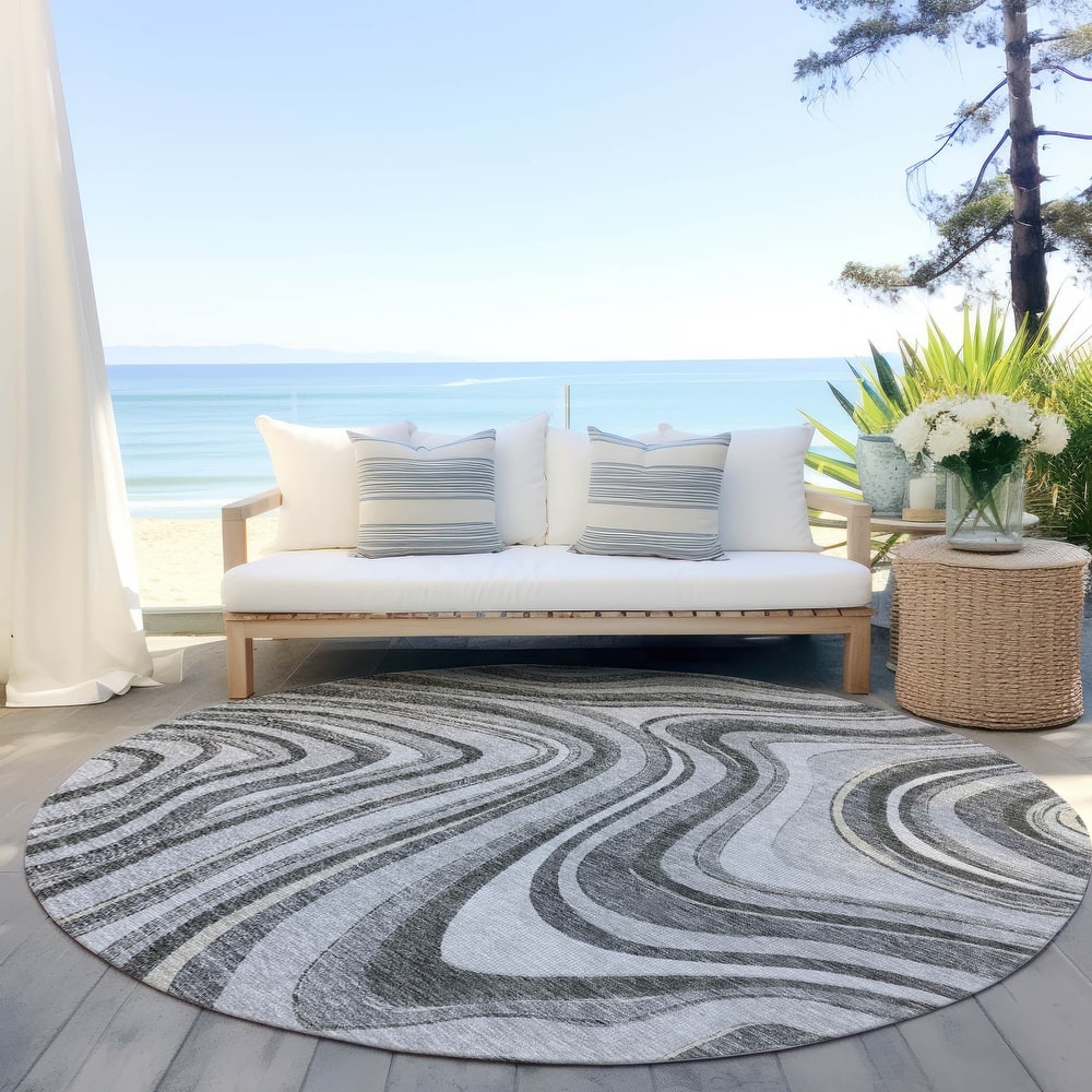 Machine Washable Indoor/ Outdoor Chantille Contemporary Abstract Rug