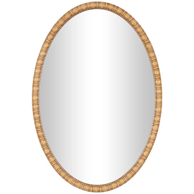 Brown Wooden Room Wall Mirror with Beaded Inspired Frame