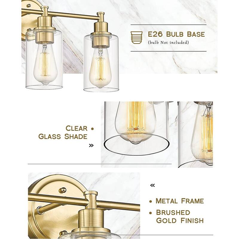 2/3/4/5-Light Bathroom Vanity Light with Clear Glass Shade