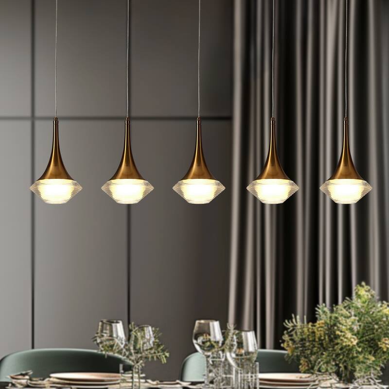 Modern LED 5-Light Chandeliers Island Pendant Light for Kitchen Island - Gold
