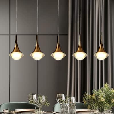 Modern LED 5-Light Chandeliers Island Pendant Lights for Kitchen Island - Gold