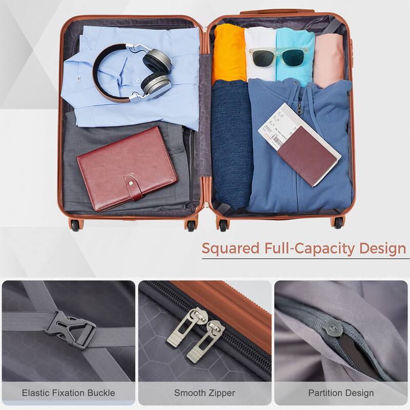 Luggage Sets Four Piece, ABS Durable Suitcase with Travel Bag