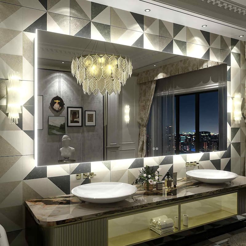Frameless LED Backlit Anti-Fog Bathroom Vanity Mirror - 84x40