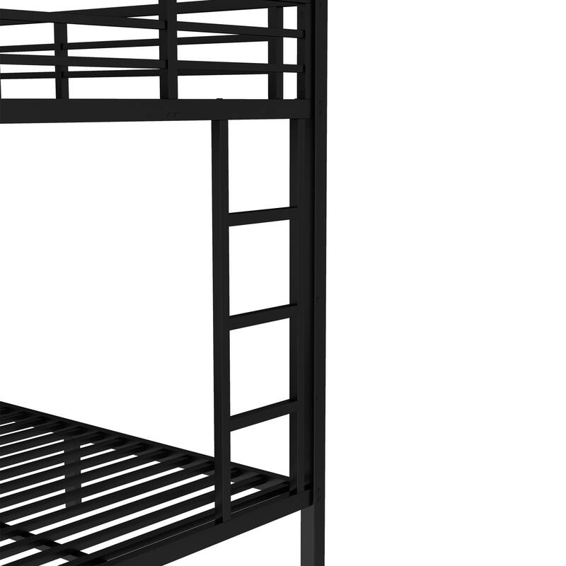 Metal Bunk Bed with Twin Size Trundle – Black Finish, Space-saving Design for Kids/Teens, Sturdy Frame, Easy Assembly