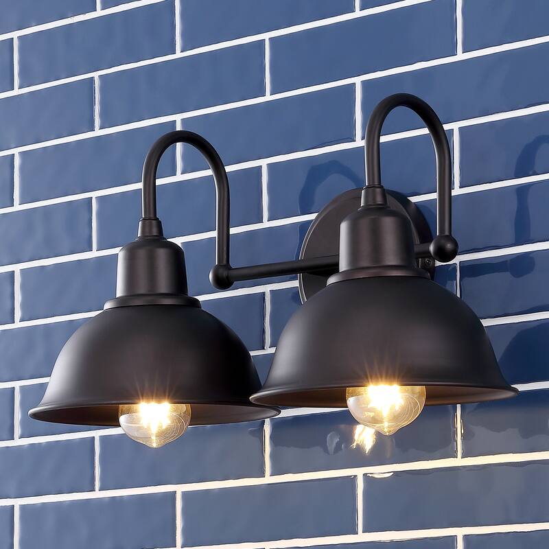 Frisco Farmhouse Industrial Iron LED Vanity, Chrome by JONATHAN Y