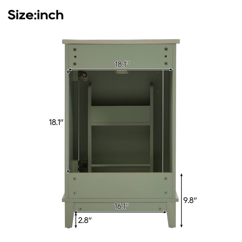 20 Inch Modern Small Bathroom Vanity Cabinet With Ceramic Basin,Ample Storage,1 Soft Close Doo