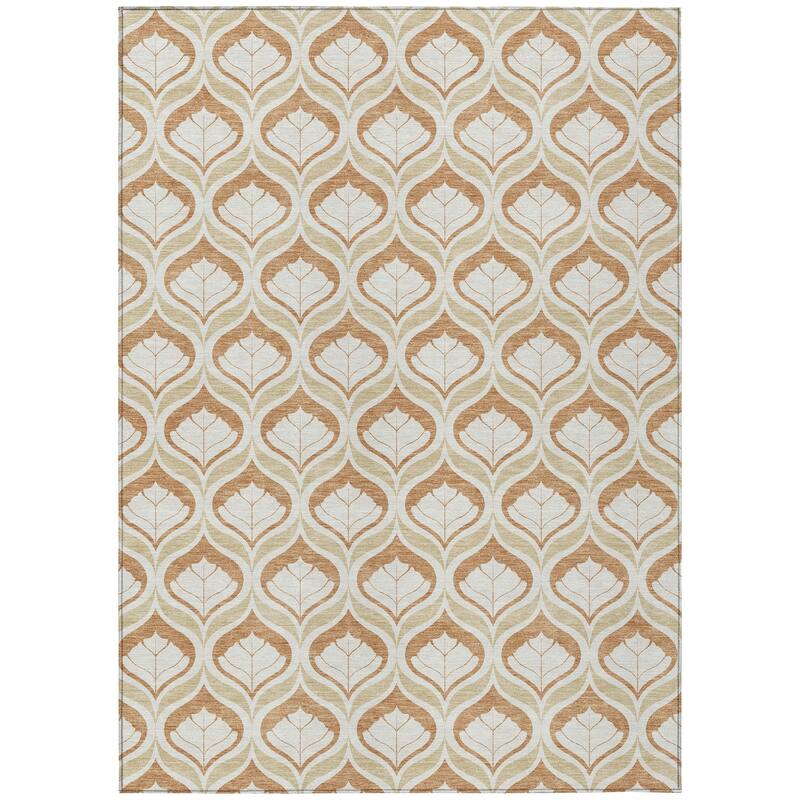 Machine Washable Indoor/ Outdoor Modern Trellis Chantille Rug