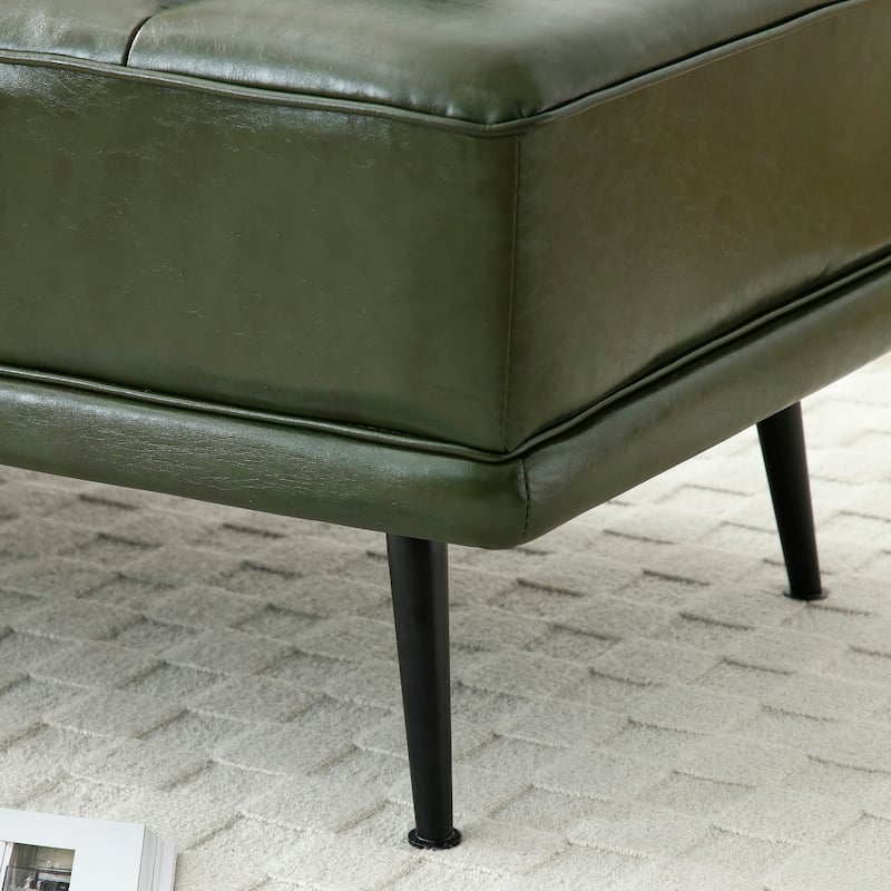 56.3"Width End of Bed Bench,Faux Leather Upholstered With side table,360-degree Swivel tray couch,Entryway Ottoman,Metal Legs