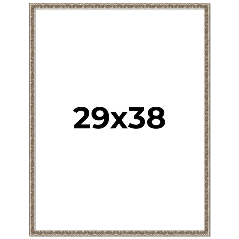 29x38 Frame Silver Versailles Ornate Solid Wood Picture Frame | 1 Inch