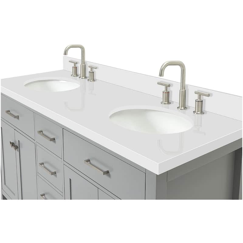 Ariel H061DWQOVO Bristol 61" Free Standing Double Oval Basin Vanity