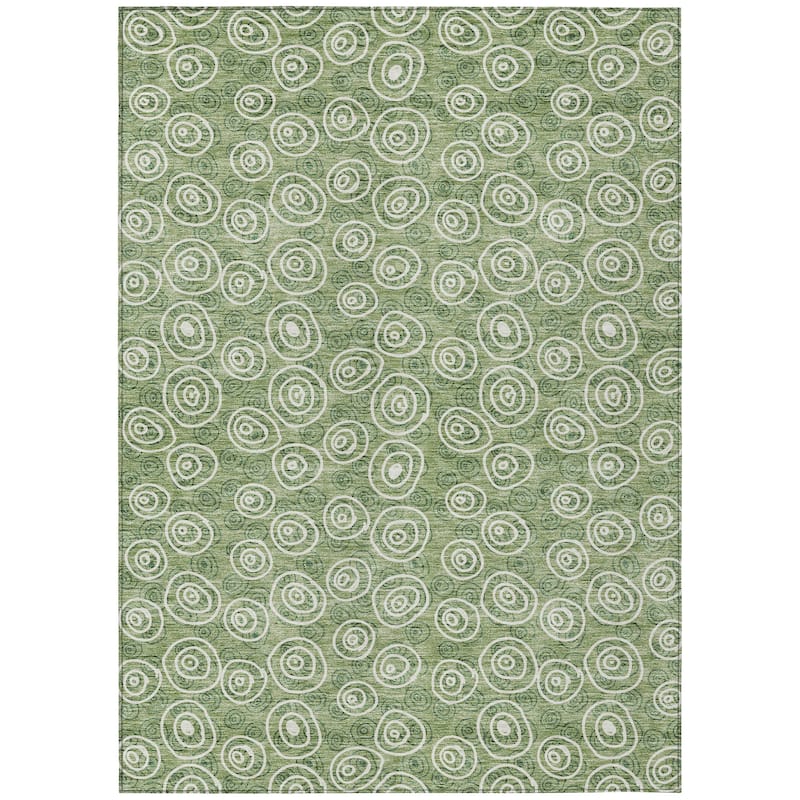 Machine Washable Indoor/ Outdoor Chantille Modern Bubbles Rug