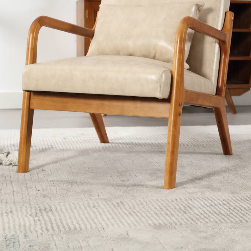 Khaki Modern 23.2" Accent Chair with Pillow