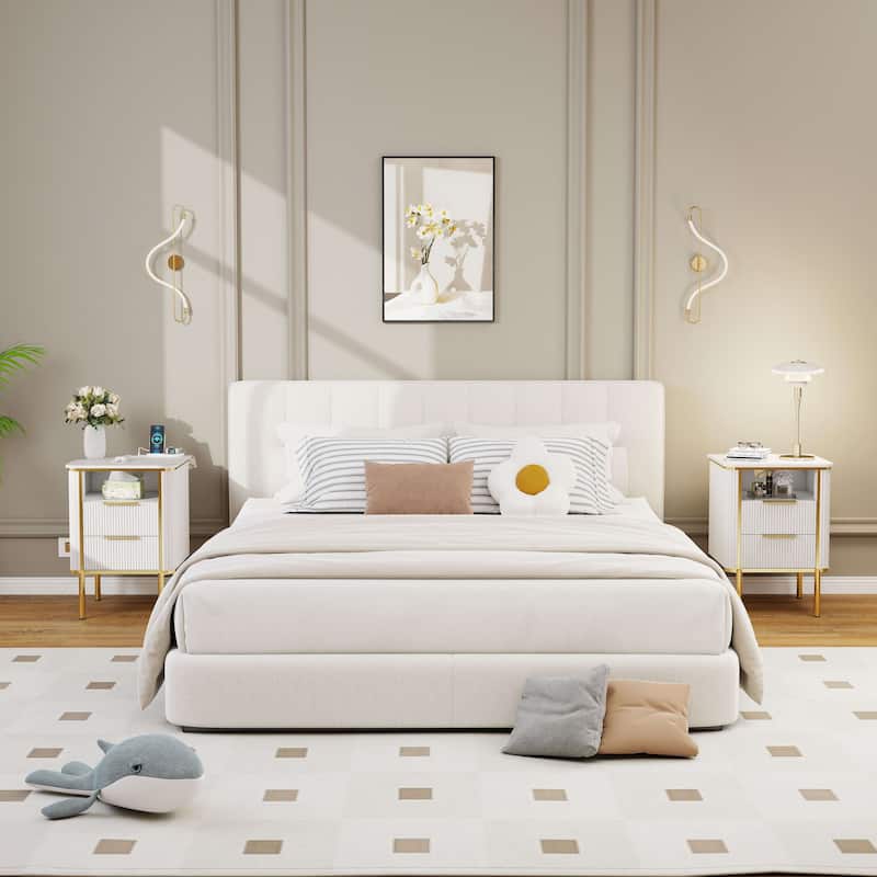 Modern Nightstands with Charging Station & USB Ports Bedside Bed Tables for Bedrooms