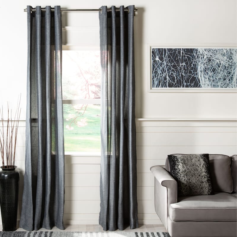 SAFAVIEH Imke Semi-Sheer Window Curtain Panel - 52Wx84L - Slate/Grey