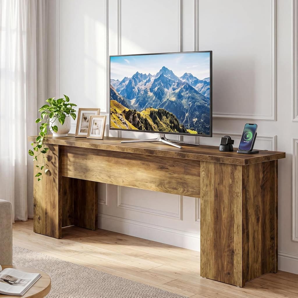 63" W Wooden Farmhouse TV Stand for 55/60/65/75 Inches TVs