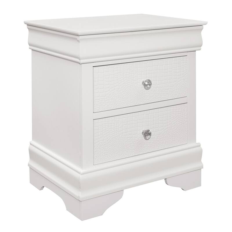 Crisp White 2 Drawer 21 in. W Nightstand with Sturdy Hardware and Ample Storage