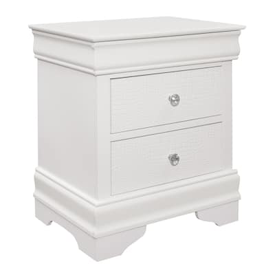 Crisp White 2 Drawer 21 in. W Nightstand with Sturdy Hardware and Ample Storage
