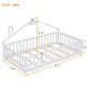 preview thumbnail 32 of 40, Twin Pine Wood House-Shaped Bedside Floor Bed with Guardrails, Slats