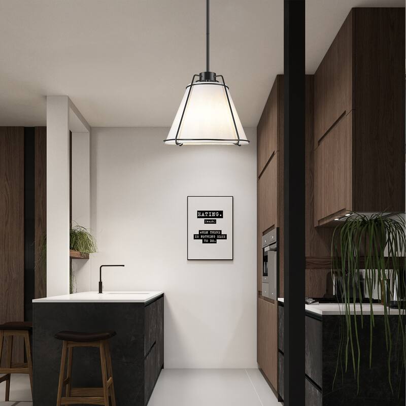 JASIWAY Modern Light Brass Chandelier with E26 Base and Fabric Shade