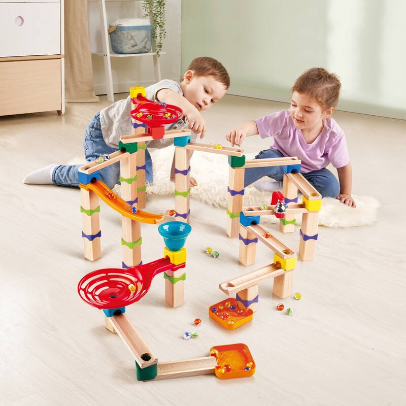 Hape Marble Run Tricks n' Twists DIY Wood Building Racetrack, 129 Pieces