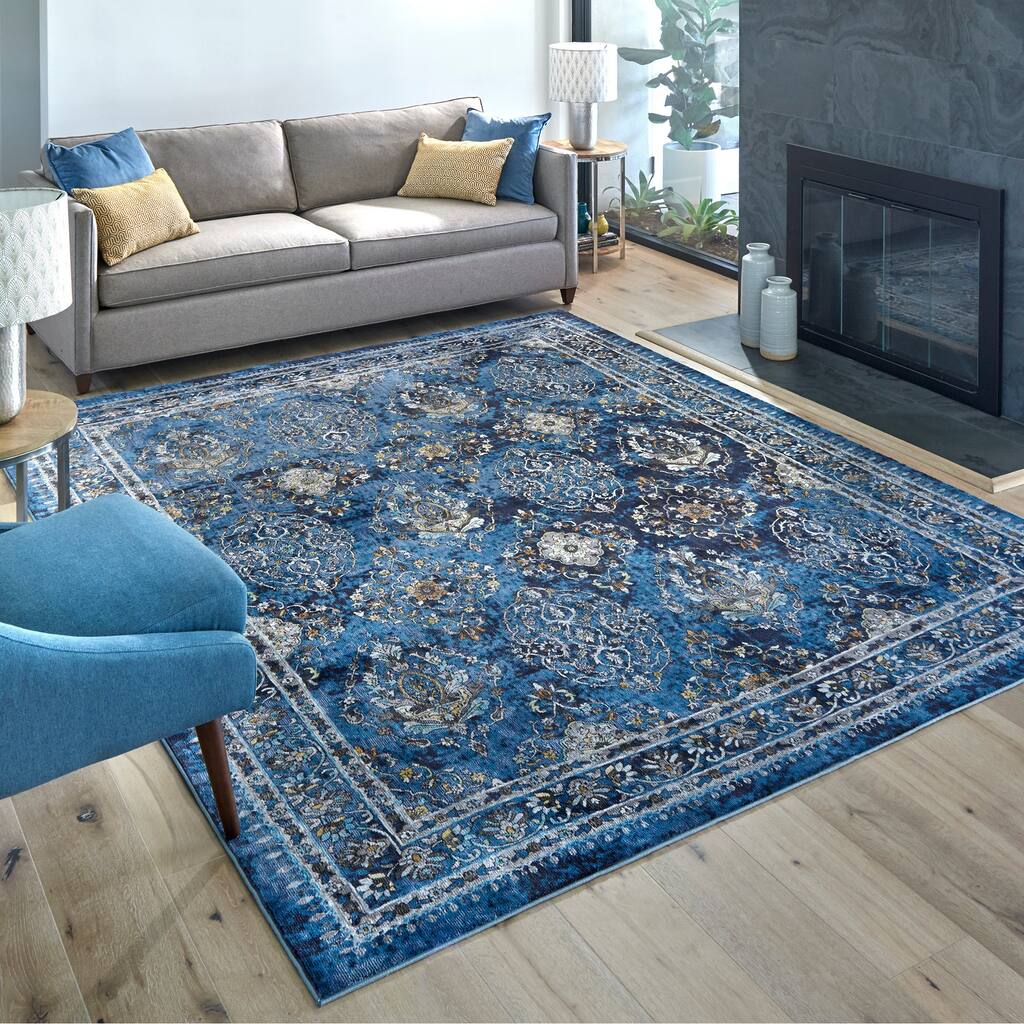 Gertmenian Brea Annet Traditional Oriental Border Blue Area Rug