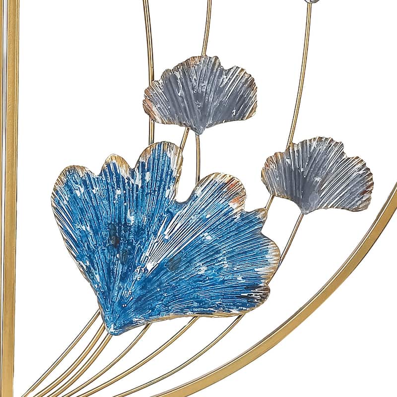 Adeco Metal Ginkgo Leaves Wall Decor Set of 2 Half Moon Wall Sculpture
