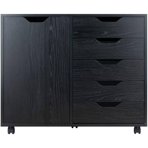 Shop Wood Filing Cabinet 5 Drawers And 2 Compartment Cabinet Black Color On Sale Overstock 31825559