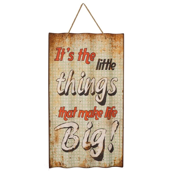 Its the Little Things That Make Life Big Metal Wall Sign 26 Inches - Green