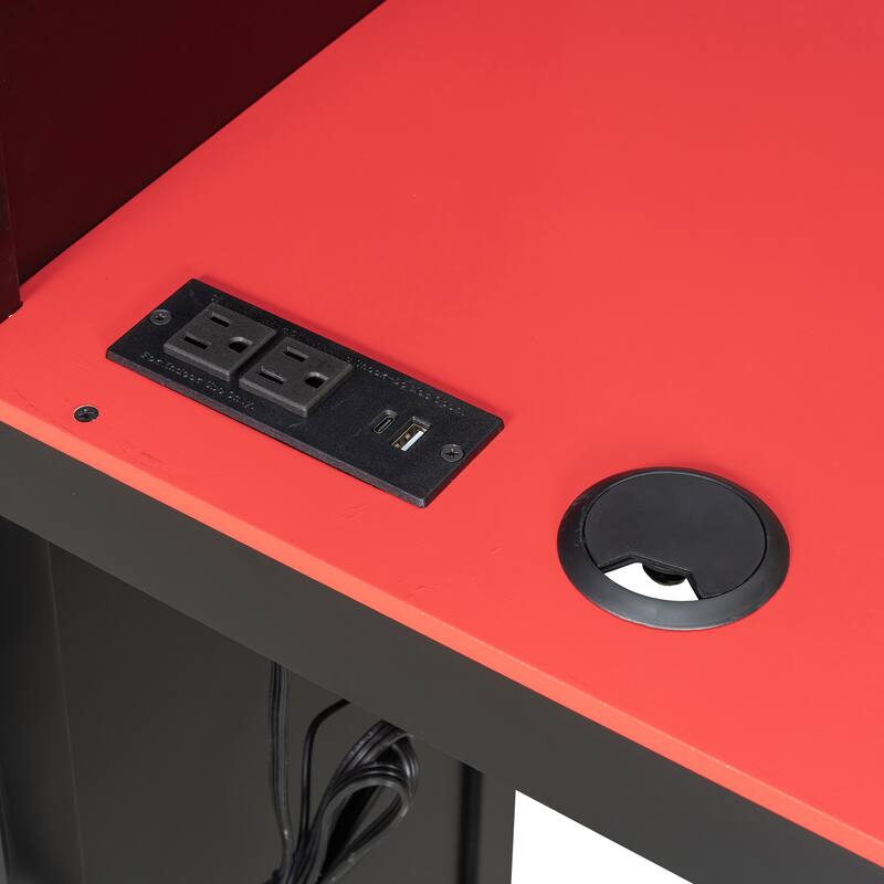 L Shaped Twin Gaming Bed with RGB LED Lights and Storage Shelves