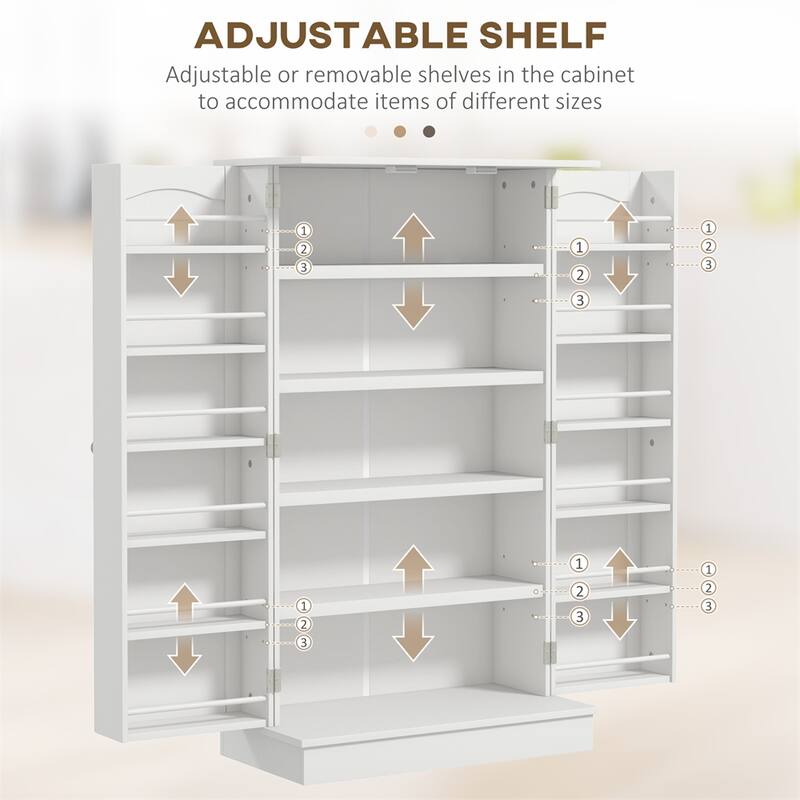 Kitchen Pantry Storage Cabinet w/ 5-tier Shelving, 12 Spice Racks