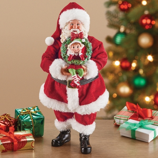 ポスター Nick Santa with Elf Tabletop Christmas Figurine - 4.5 x 10.25 x