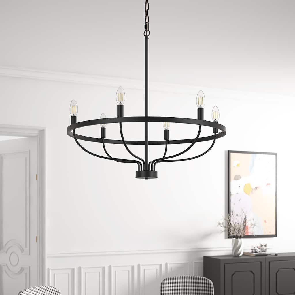 Industrial 6-Light Metal Candle Style Chandelier Light Fixture for Dining Room Kitchen Island