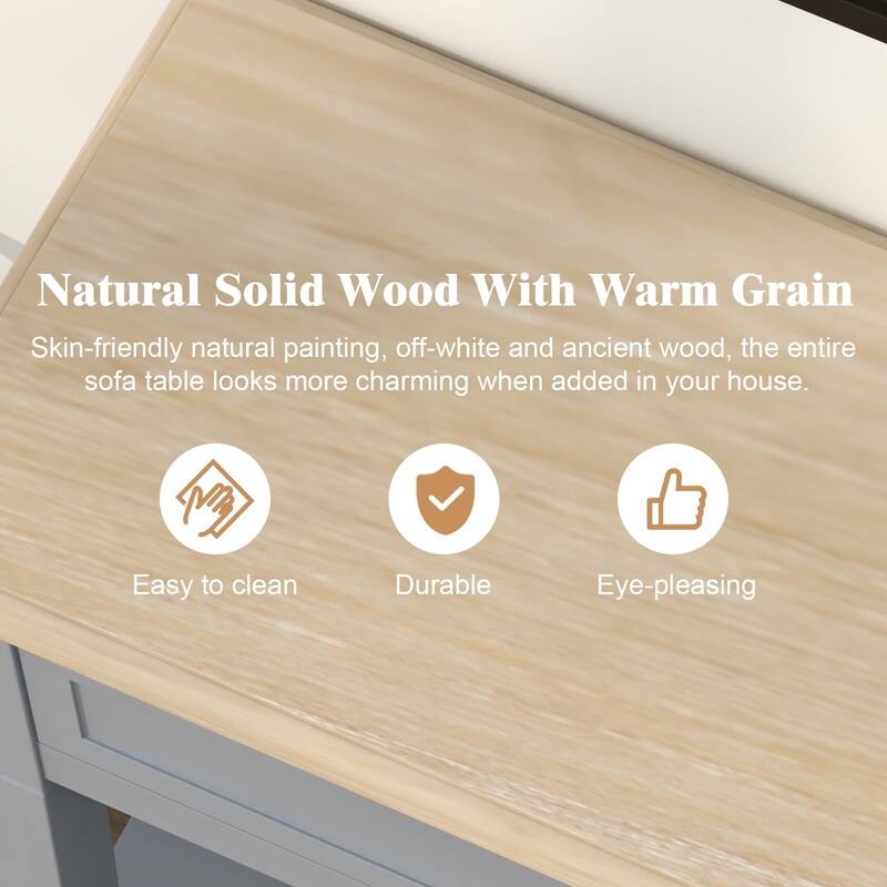 Accent White Console Table with Drawer and Shelf, Wood Sofa Table with Storage for Entryway Hallway Living Room