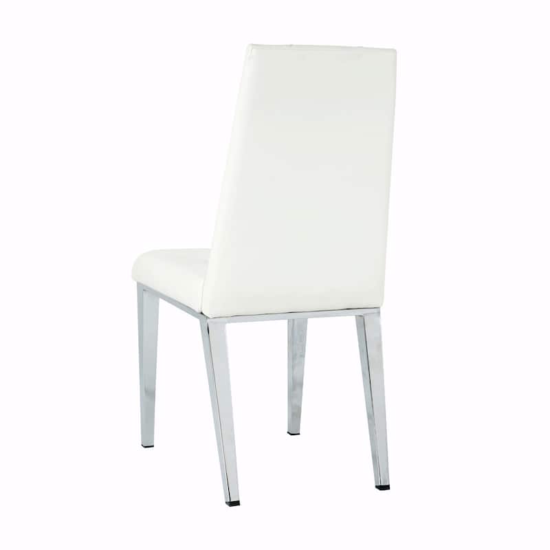 Modern Light Luxury Dining Chairs with PU Back and Electroplated Legs（Set of 2）