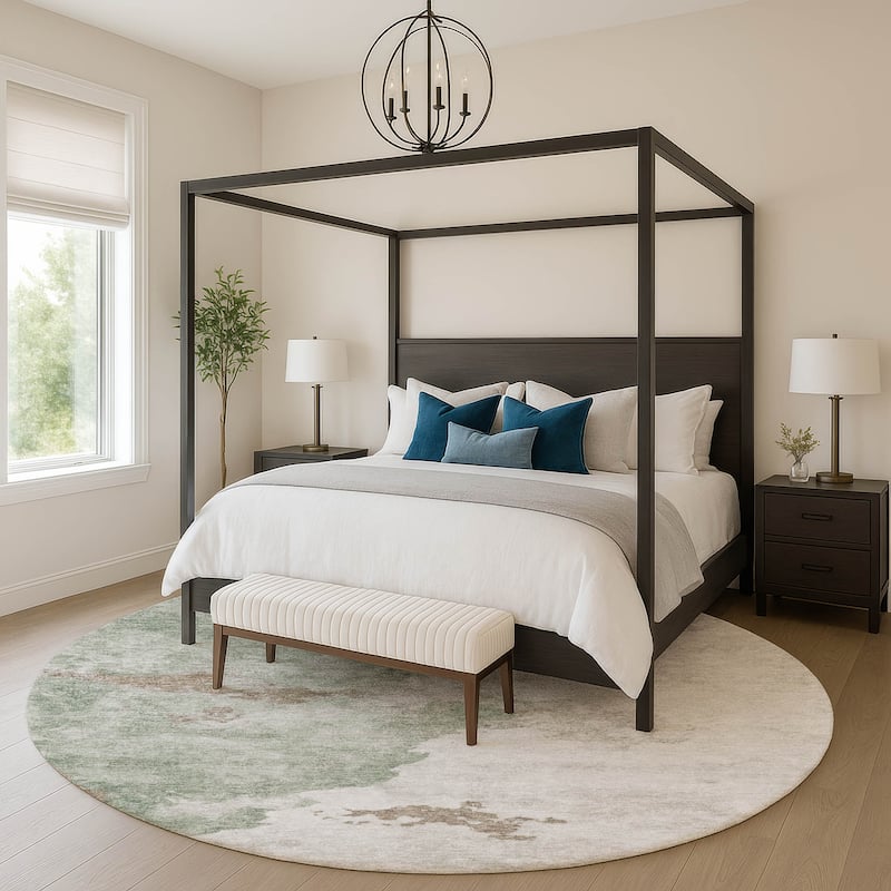 Premium Washable Super Soft Modern Storm Mayfield Rug - Aloe - 8' x 8'