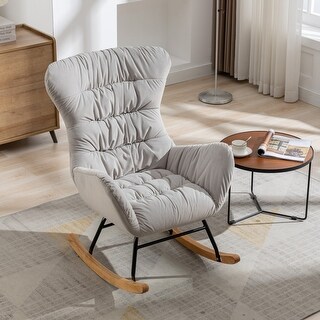 Velvet Fabric Rocking Chair - Bed Bath & Beyond - 39926035