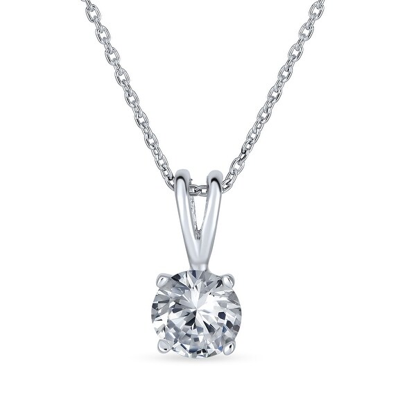 1CT Round Solitaire Pendant Cubic Zirconia CZ Necklace Sterling Silver. Opens flyout.