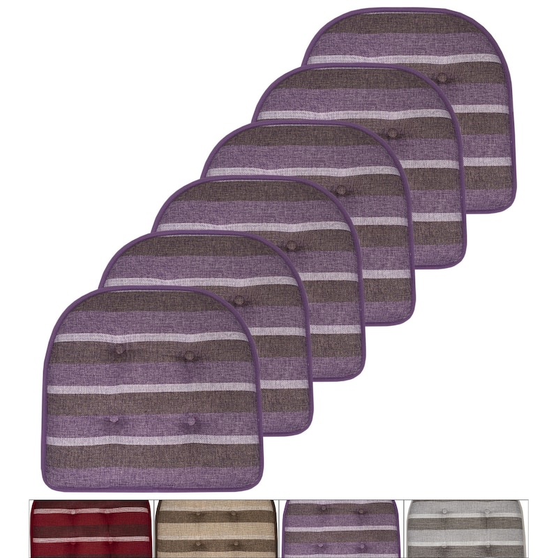 Sweet Home Collection Bradford Striped U Shaped Memory Foam Chair Cushion 17" x 16"