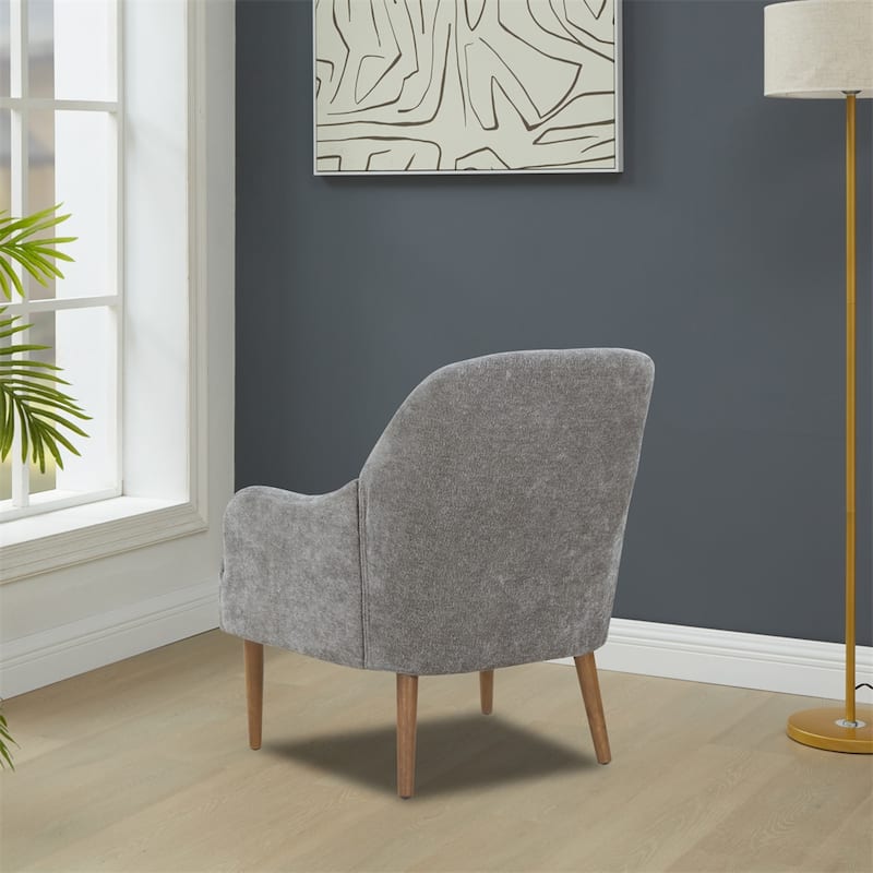 Chenille Armchair,Modern Style Accent Chair w/Wood Legs,Comfy Design