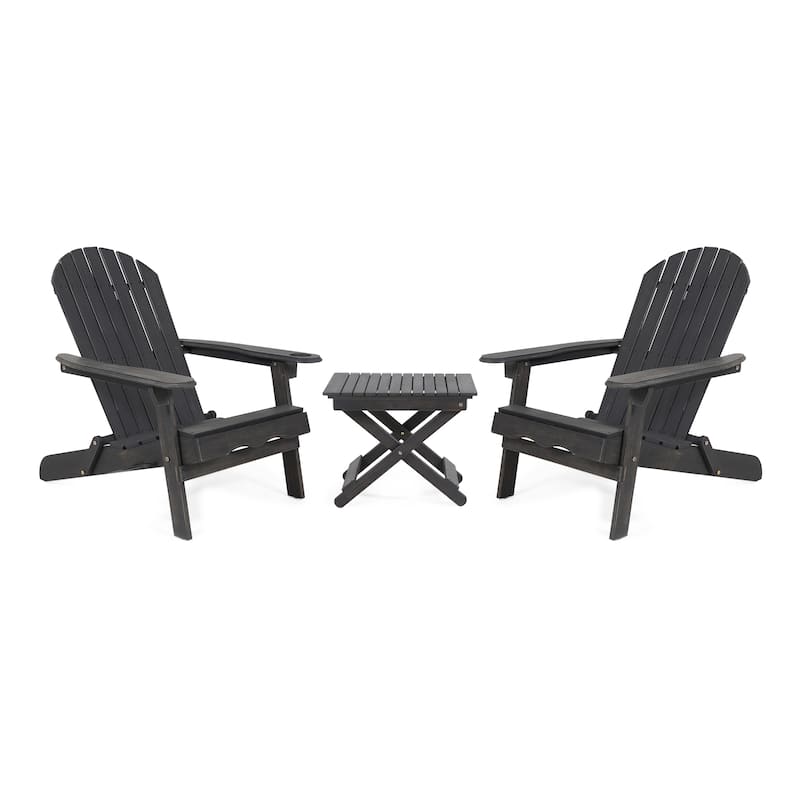 Malibu Outdoor 3-piece Acacia Wood Chat Set by Christopher Knight Home - Dark Gray