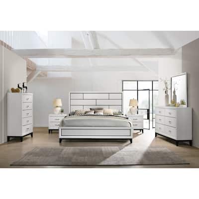 Roundhill Furniture Stout White Panel Deluxe 6-piece Bedroom Set