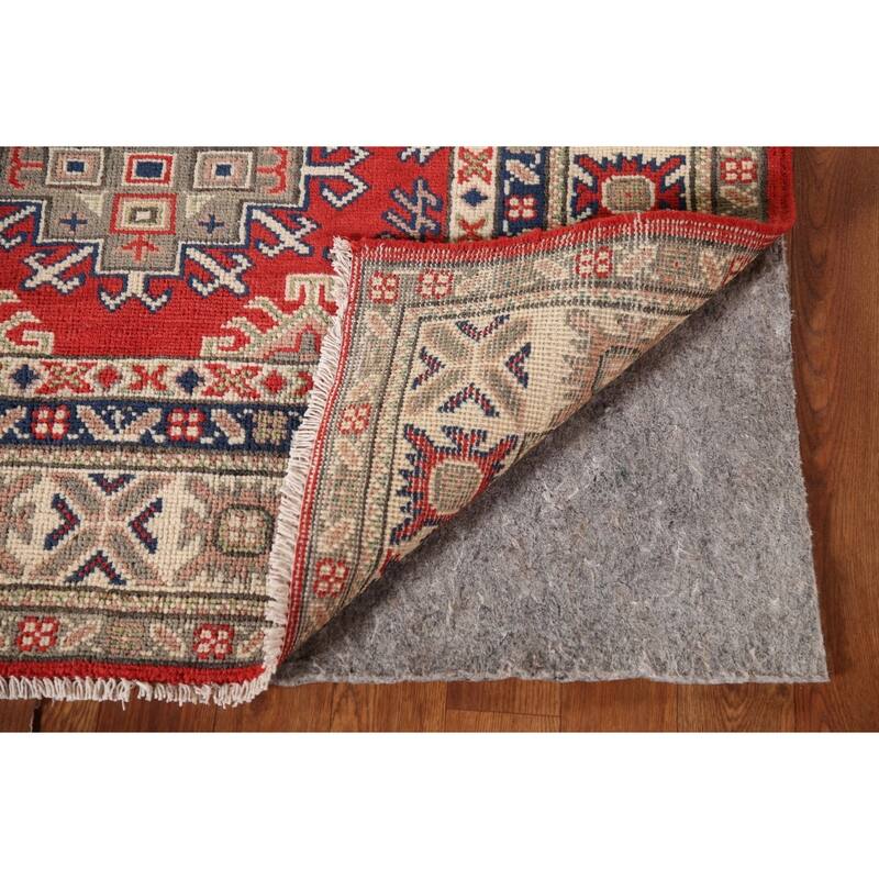 Geometric Kazak Rug Hand-Knotted Accent Wool Carpet - 3'4"x 4'9"