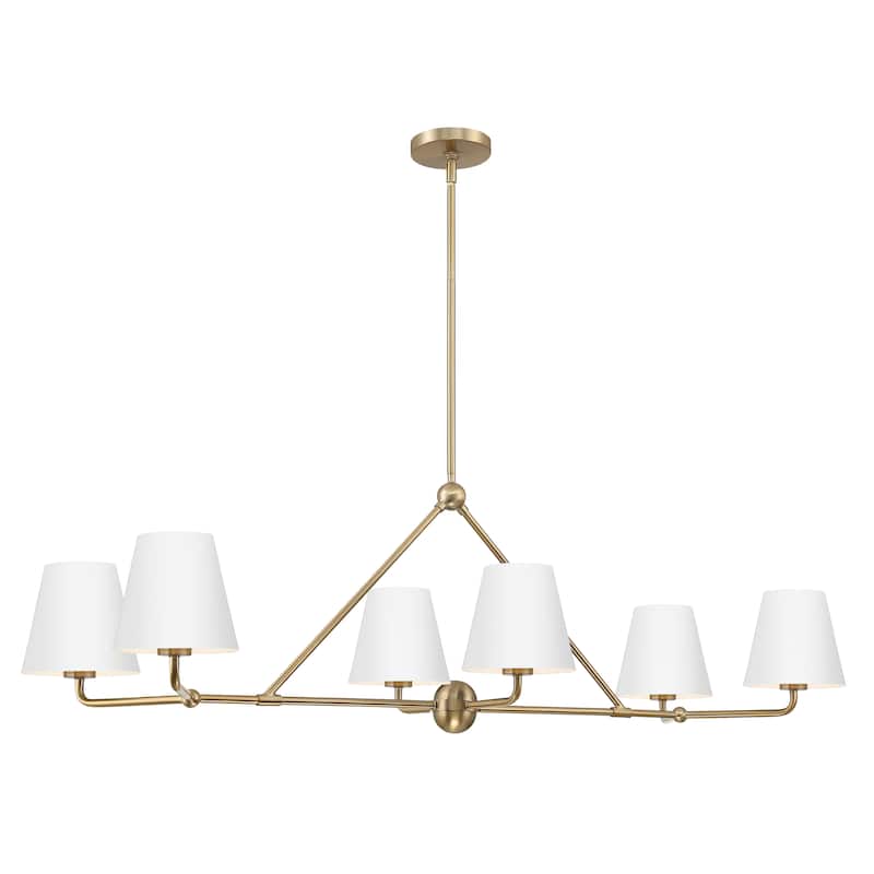 Xavier 6 Light Vibrant Gold and White Chandelier - 46"W x 14.75"H x 18"D