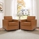 preview thumbnail 90 of 154, Set of 2 Modern Swivel Accent Armchairs Upholstered Arm Chairs Faux Leather - Light Brown