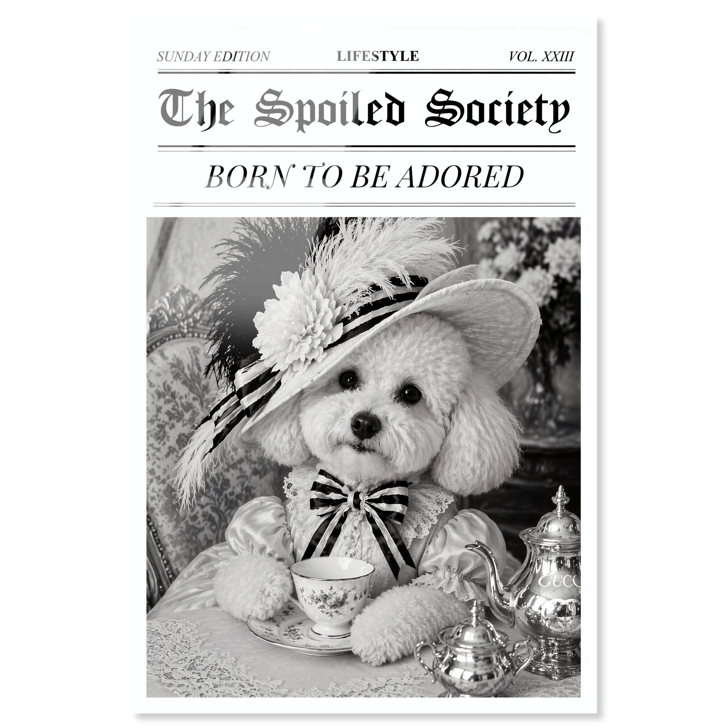 Born to be Adored Newspaper Dog Cute Pet Decor Acrylic by Art Remedy