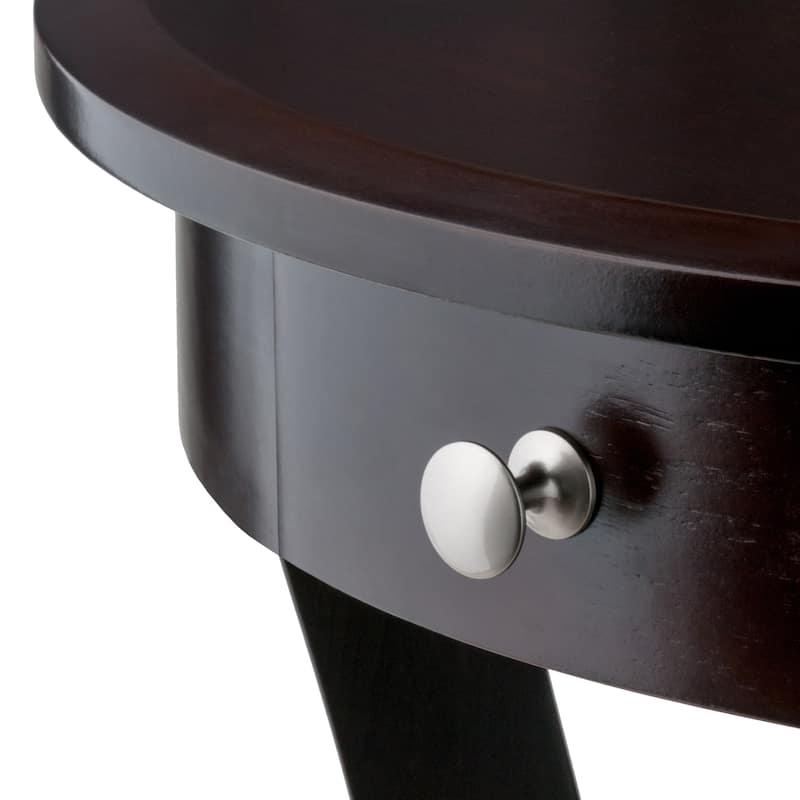 Sasha Round Accent Table, Cappuccino - 20"W x 20"D x 27"H.