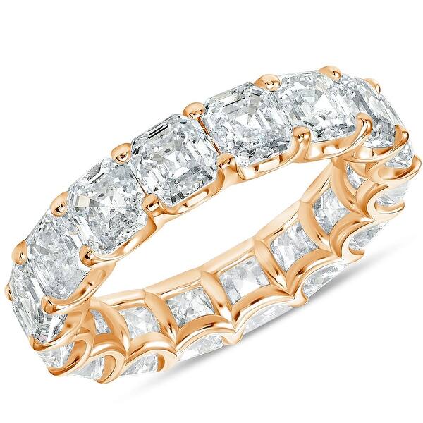slide 1 of 5, G/VS 10.50 Ct Asscher Cut Moissanite Eternity Ring Wedding Band 10k Gold