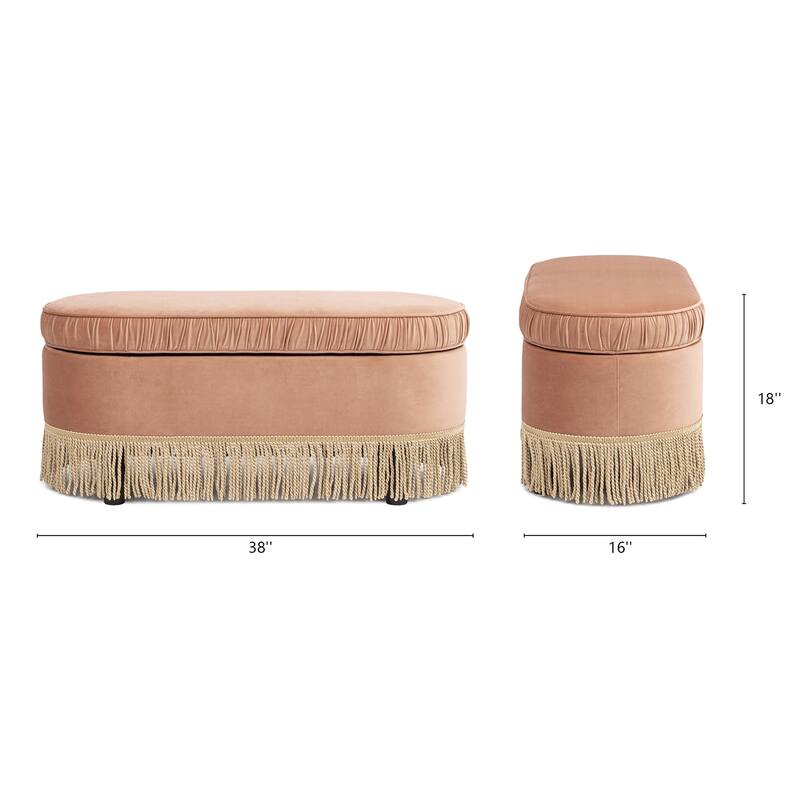 Serena 38" Ruched Oval Storage Bench Ottoman