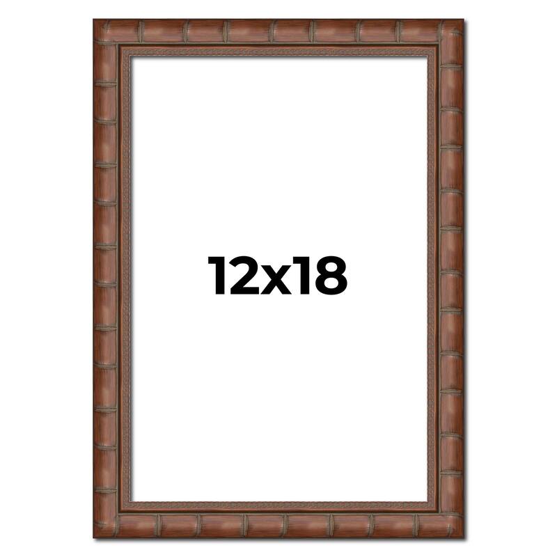 12x18 Brown Modern Bamboo Picture Frame - UV Acrylic, Foam Board Backing, Hanging Hardware - Holds 12x18 Photo